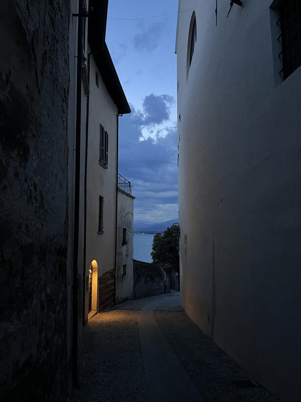 Narrow road to the lake